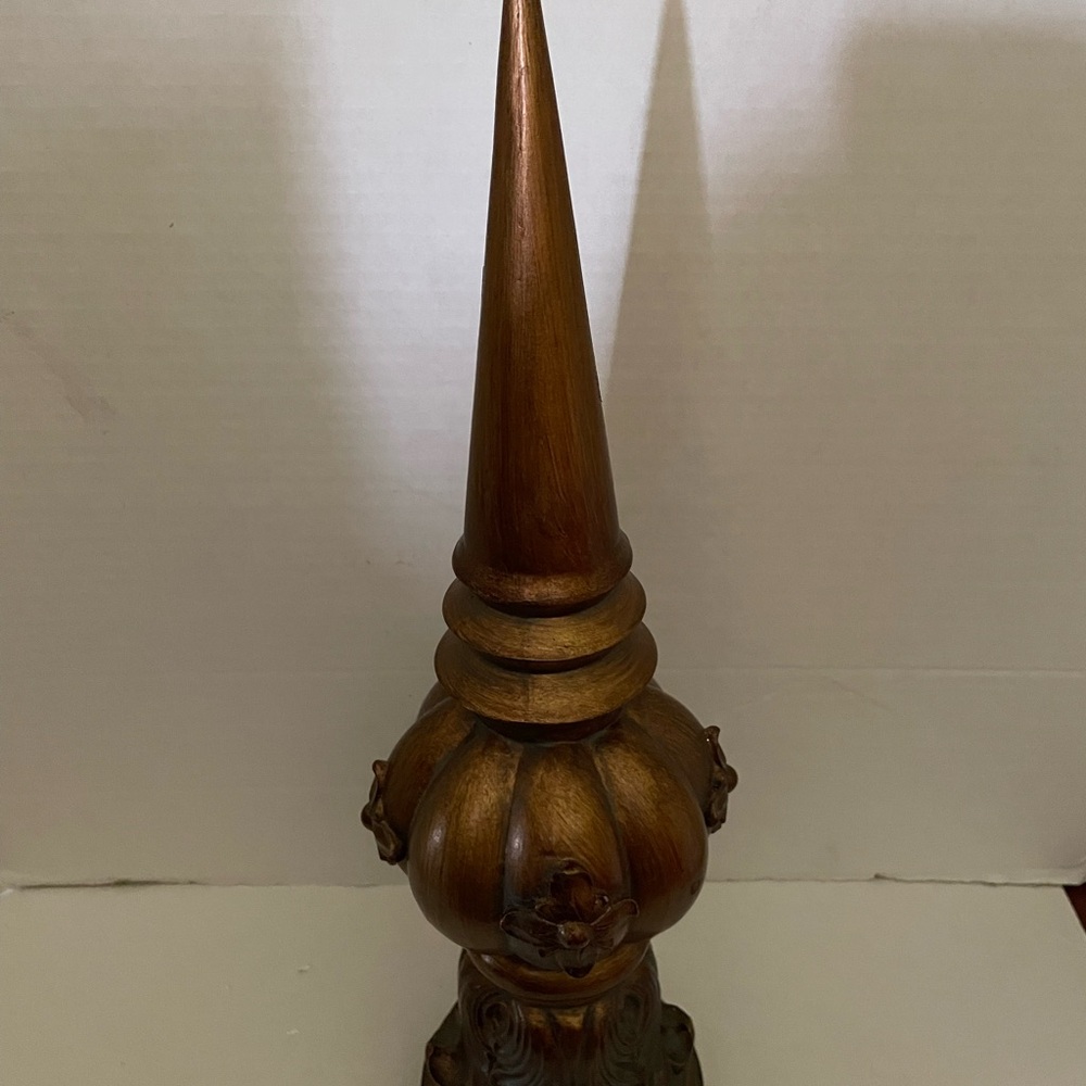 Decorative Wooden Spire for Mantel, shelf or Tabletop.
15” Tall, 4” at base